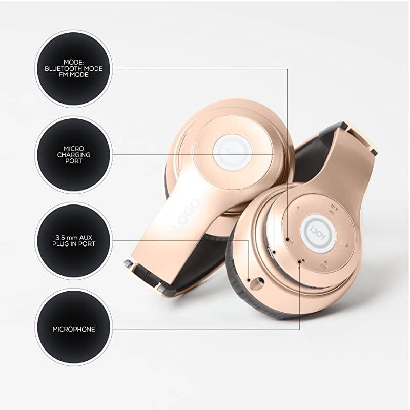 Matte Rechargeable Wireless Bluetooth Foldable Over Ear Headphones with Mic (RGD)
