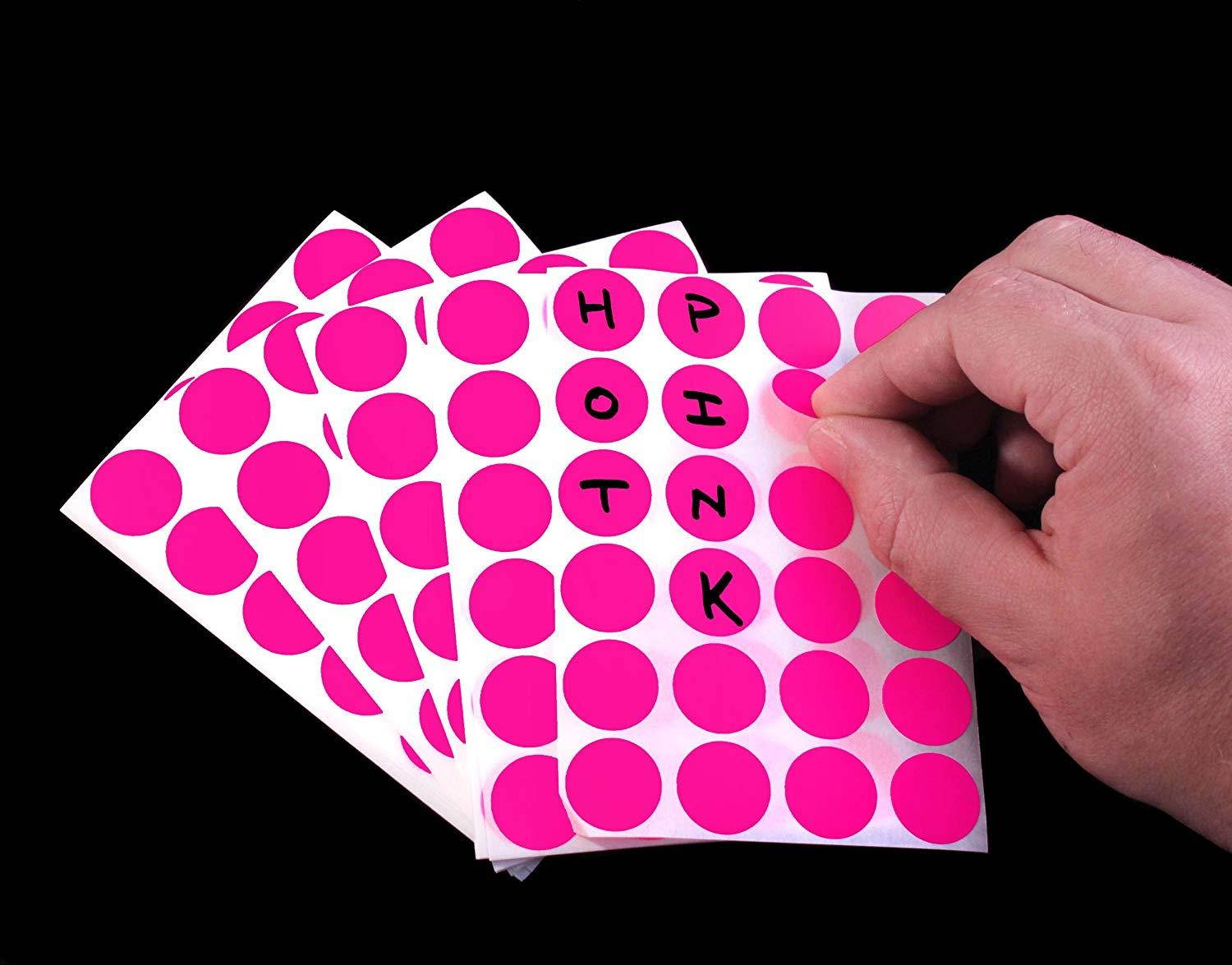 ChromaLabel 3/4 inch Color-Code Dot Labels on Sheets | 1,008/Pack (Fluorescent Pink)