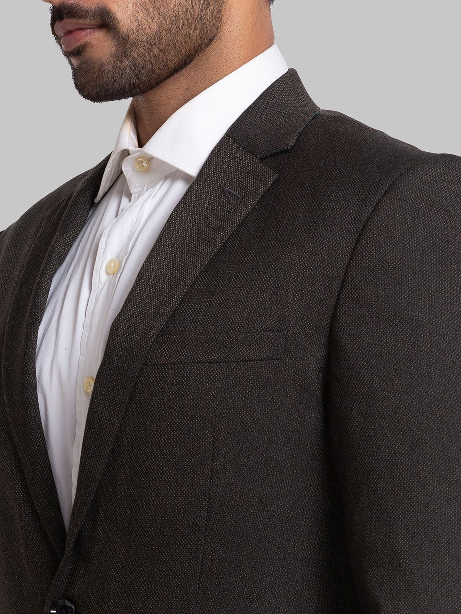 Parx Green Regular Fit Self Pattern Two Piece Suit