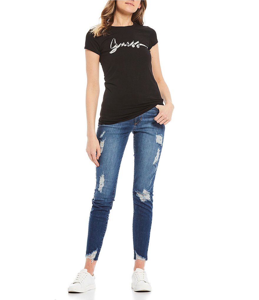 Guess Short-Sleeve Brush Logo Graphic Tee