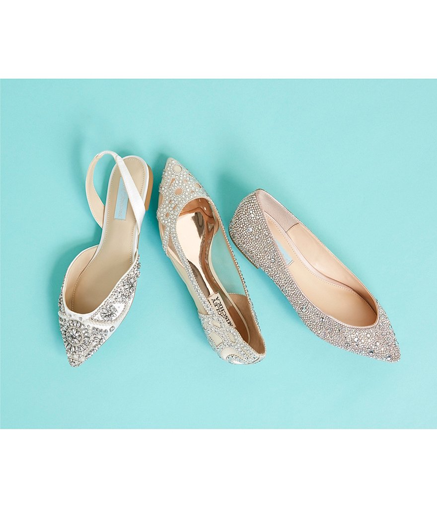 Badgley Mischka Gigi Rhinestone-Embellished Pointed-Toe Flats