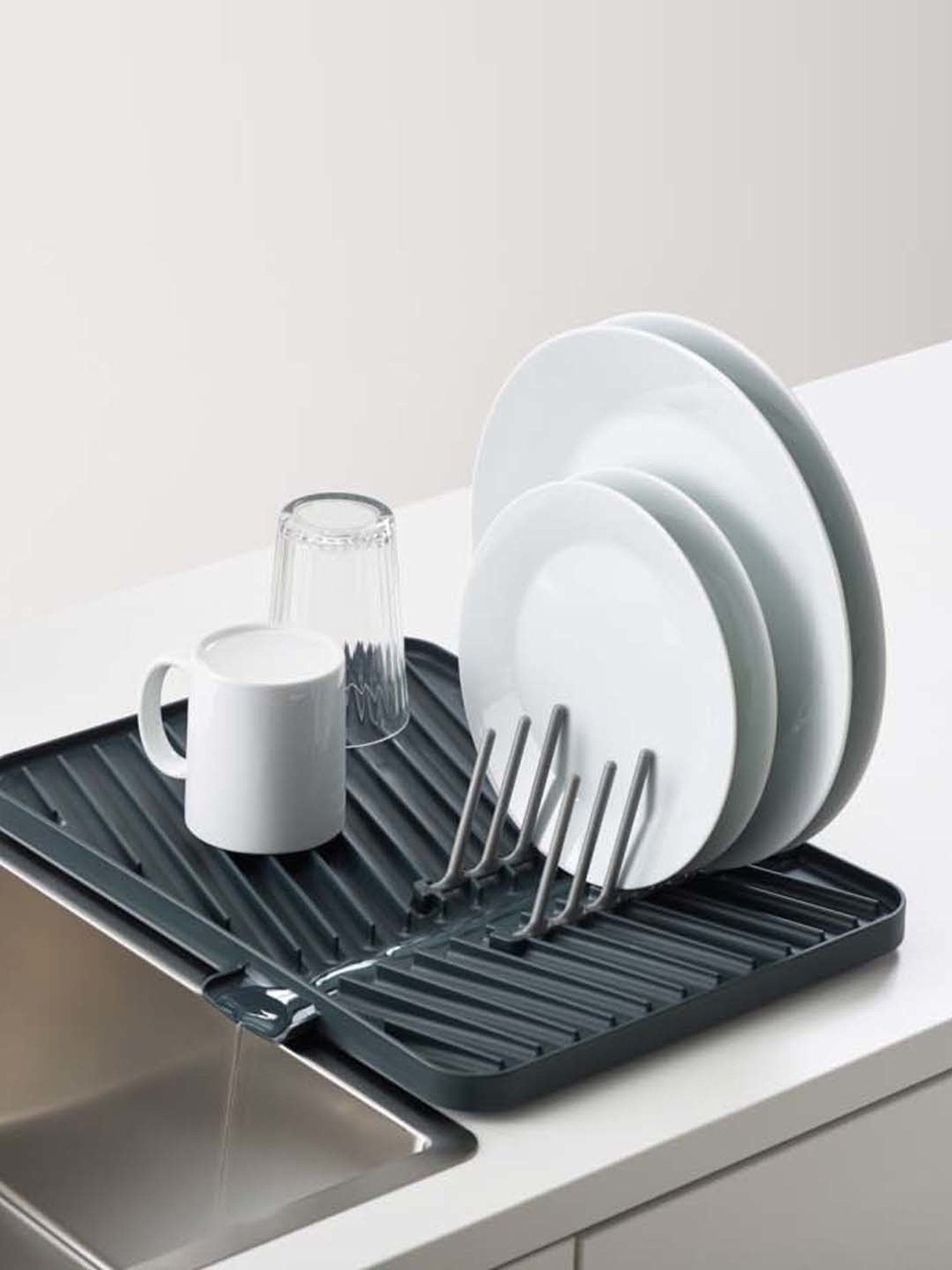 Joseph Joseph Grey Polypropylene 3-Tier Shelf Organizer With Drawer For Cabinet