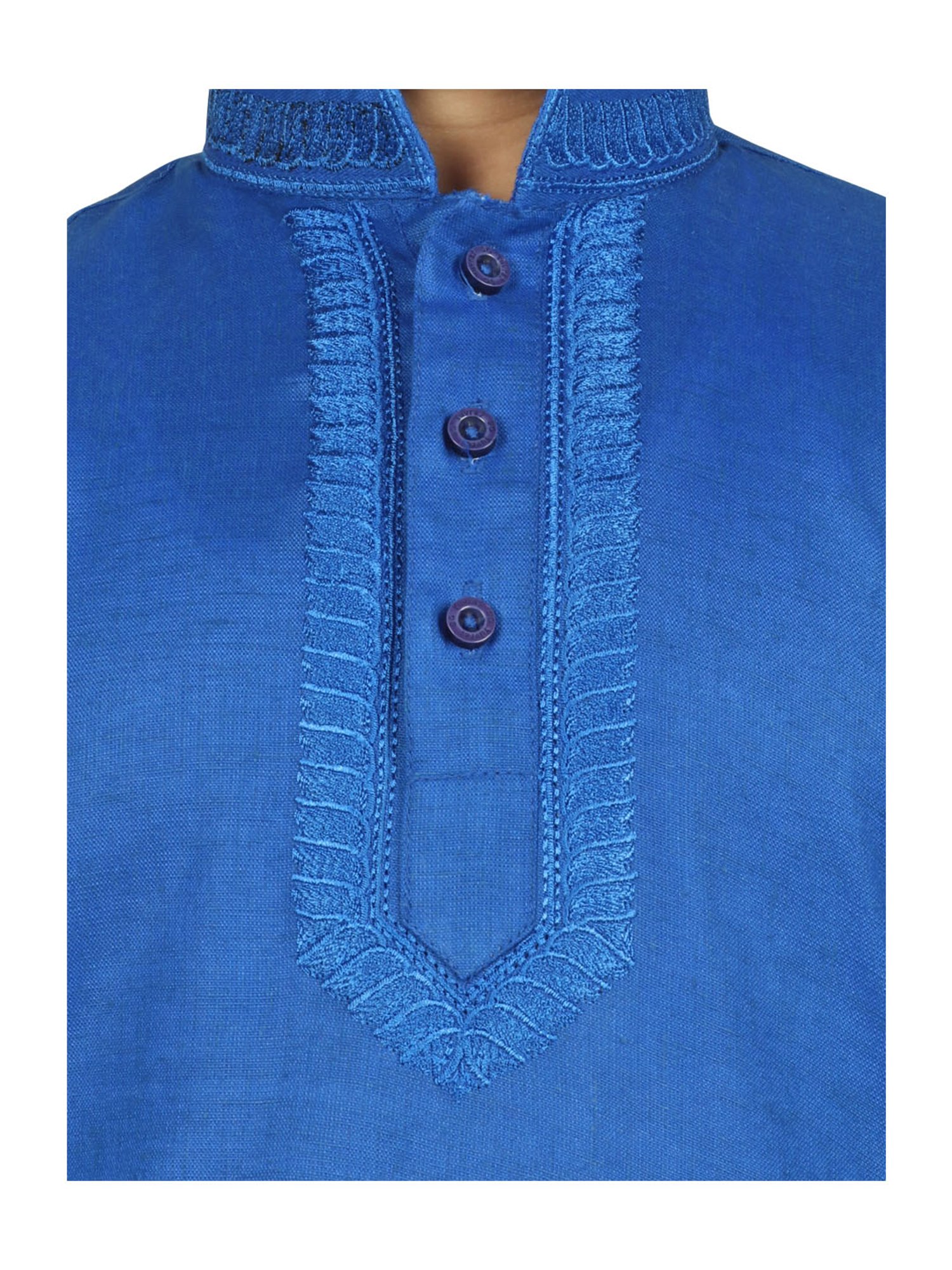 SG Yuvraj Kids Blue & White Solid Kurta with Churidars