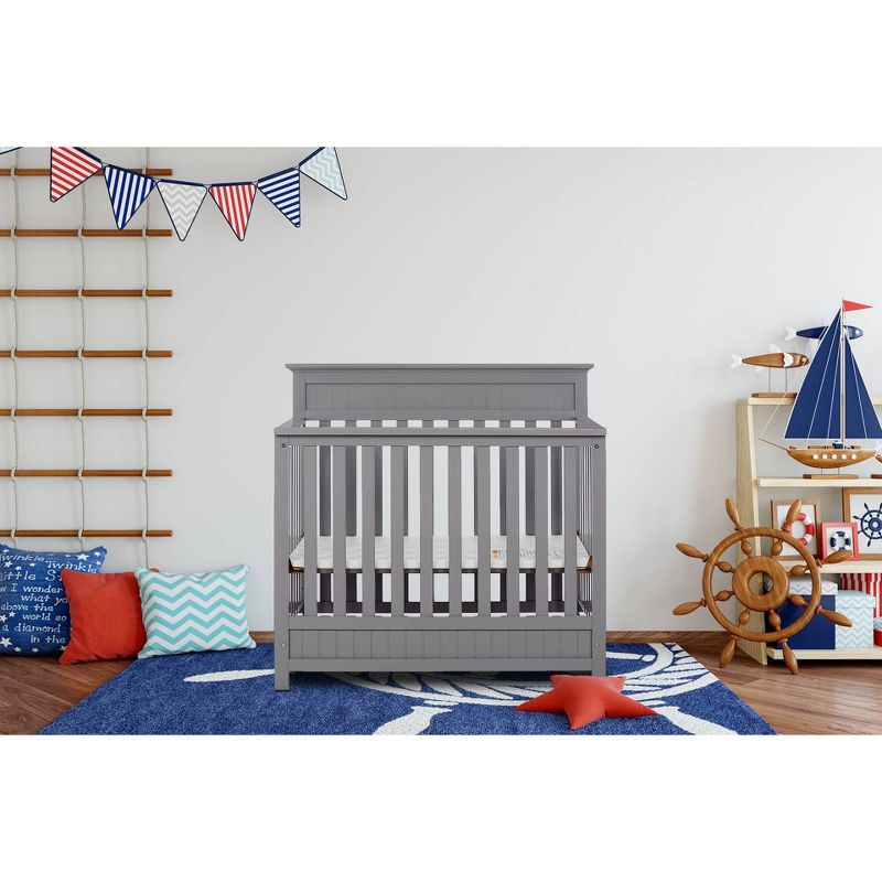 Dream On Me Aspen 4-in-1 Convertible Mini Crib - Gray