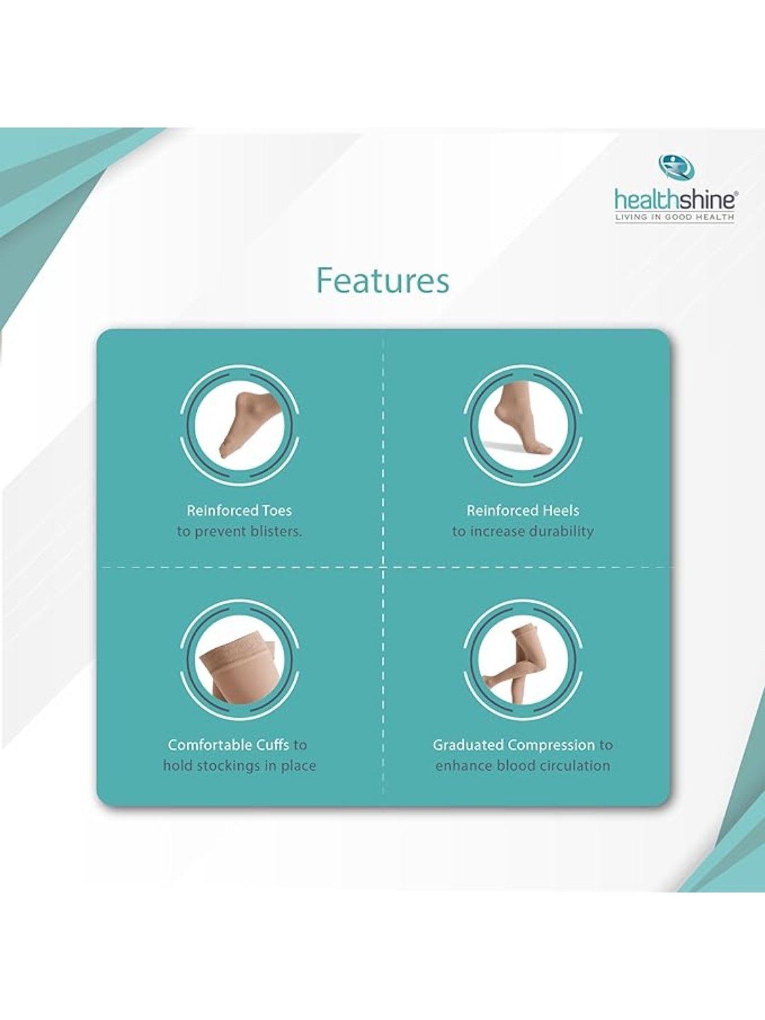 Healthshine Medical Compression Stockings Class II Thigh Length for Men and Women, XXL (Beige)