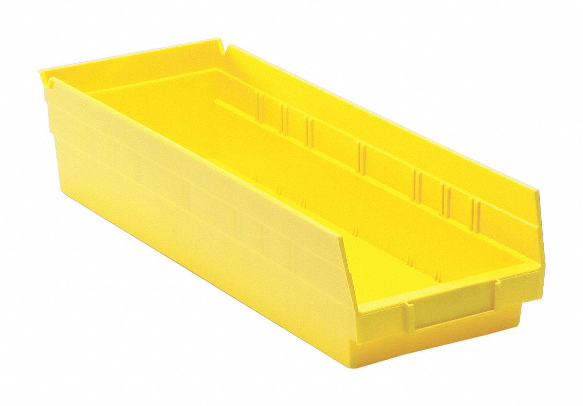 QUANTUM STORAGE SYSTEMS QSB104YL Yellow Shelf Bin, 17-7/8"L x 6-5/8"W x 4"H