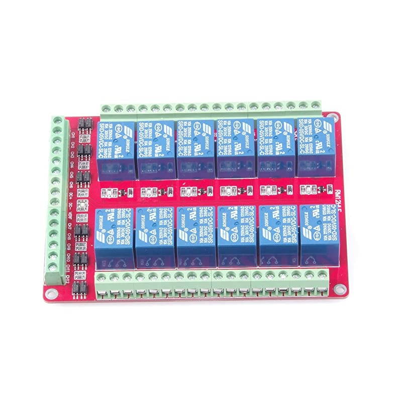 DC 5V 12-Channel 10A Relay Control Module Bi-Directional Isolated Control Module High Low Level Trigger (DC 5V, 10A 12-Channel)