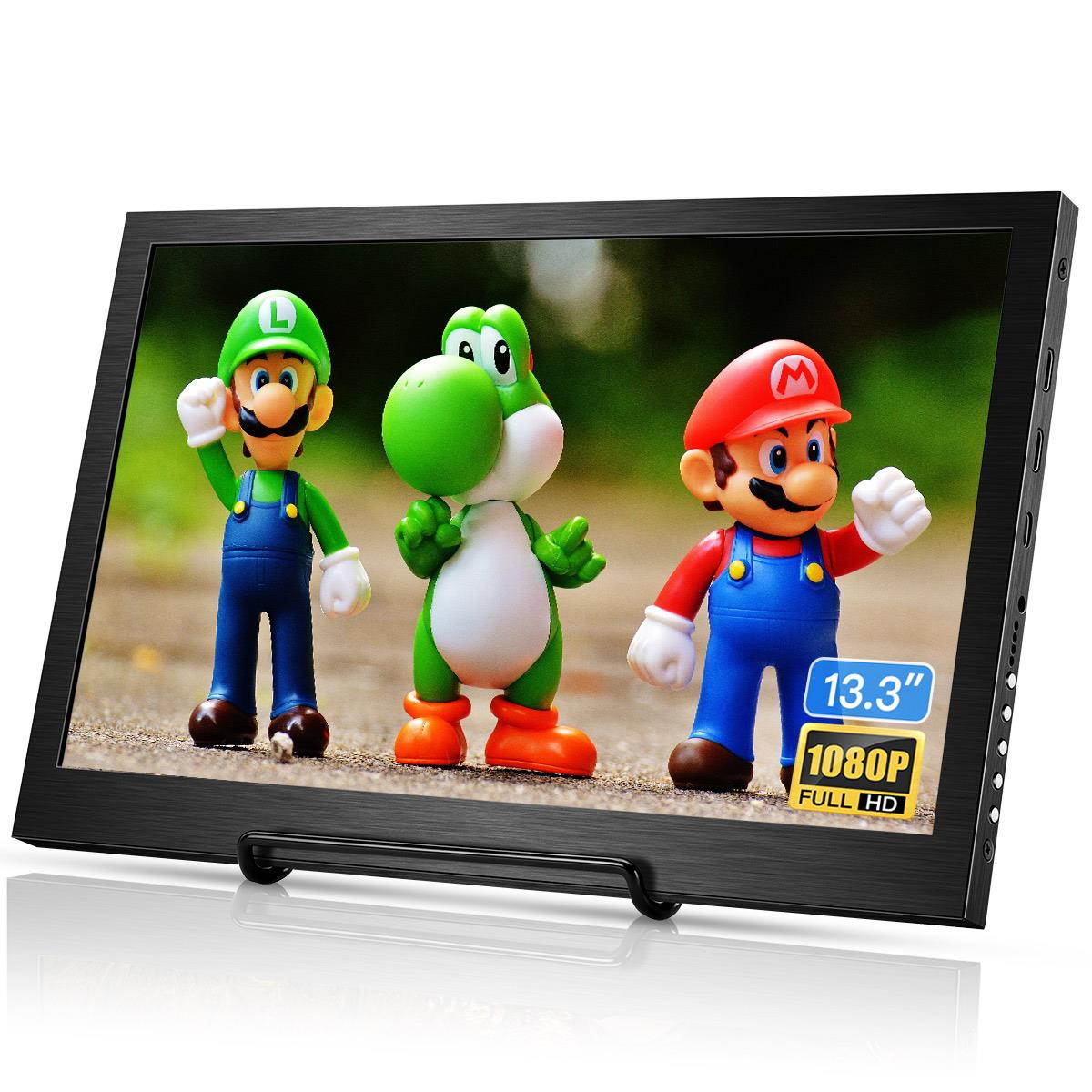 Eyoyo 13.3 inch Portable Monitor HDMI Input Gaming Monitor 1080P HDR IPS Display Compatible with PS3 PS4 Xbox One Xbox 360 Raspberry Pi Wii U Laptop PC DVR w/ Dual Speaker