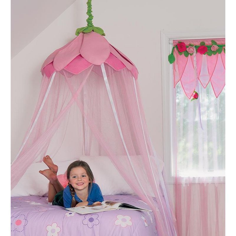 HearthSong - Secret Garden Gauze Hideaway Canopy for Kids Rooms, Purple