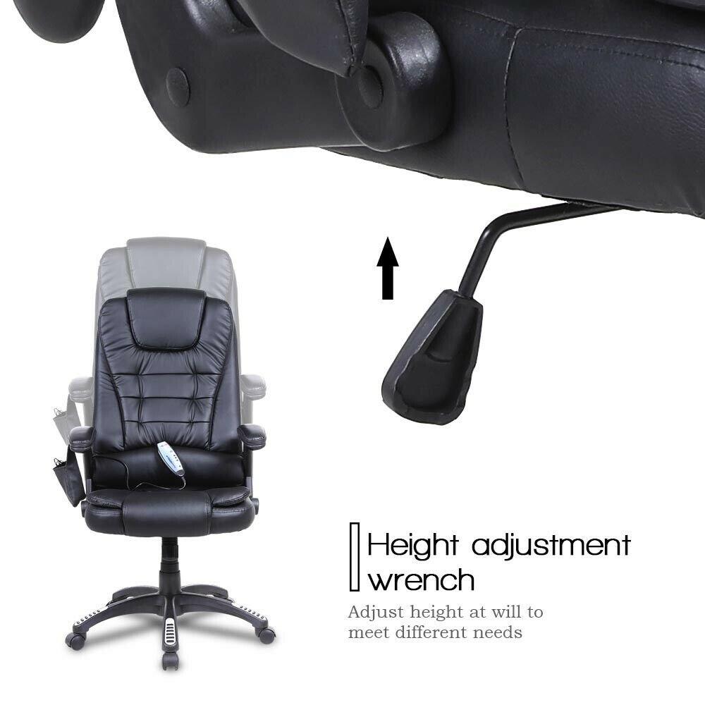 Upgrade 6 Point Massage Chair Office Executive Ergonomic Leather Vibrating Heat