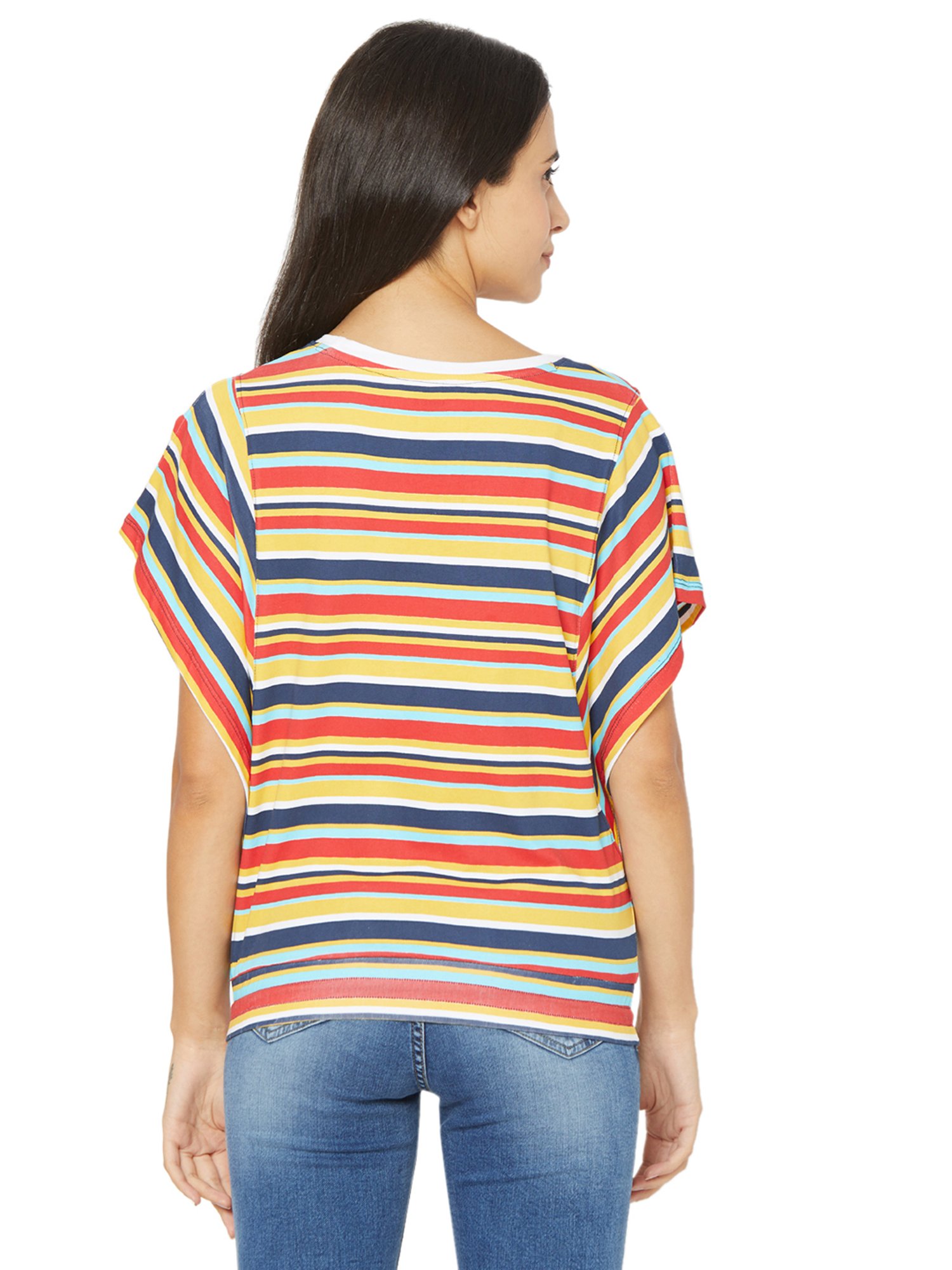 Spykar Yellow & Blue Striped Top