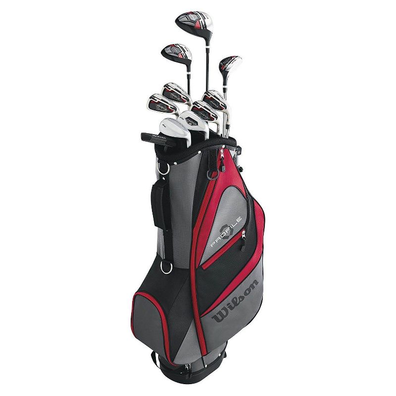 Wilson Men's Left Handed Golf Club Set & Plastic Wheeled Golf Bag Travel Case