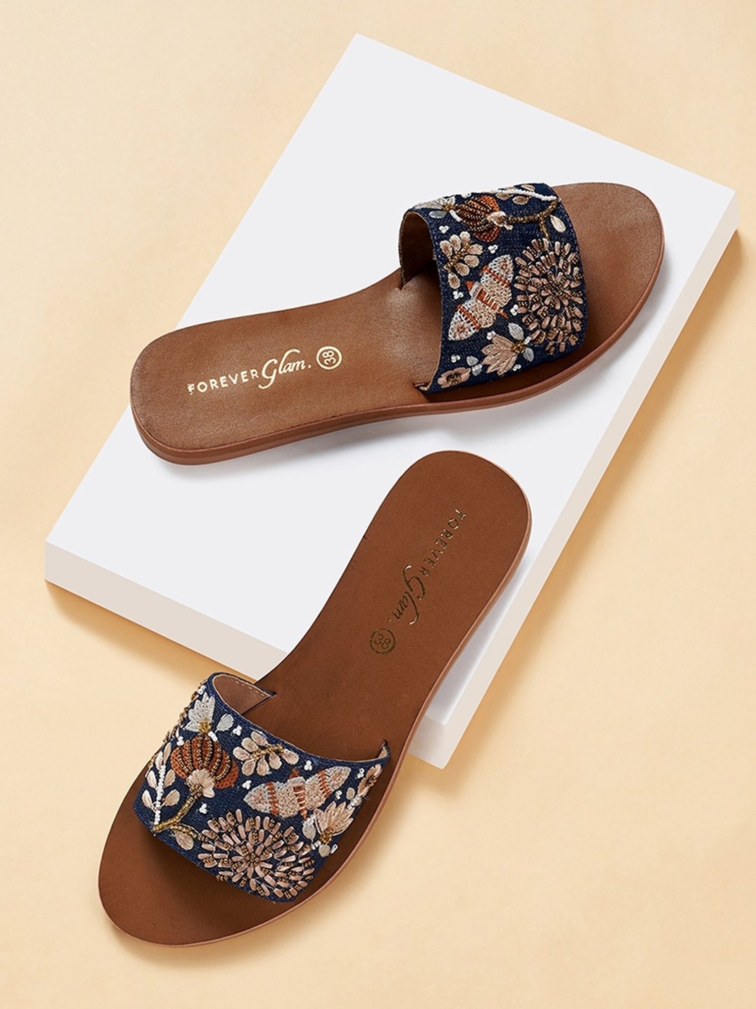 Forever Glam by Pantaloons Women's Blue Ethnic Sandals