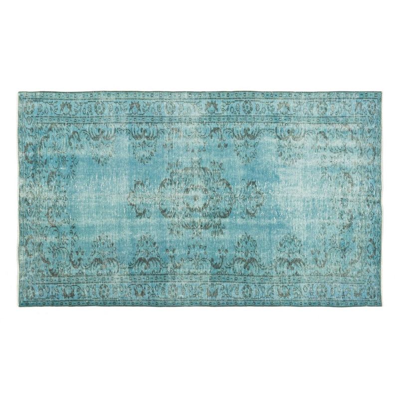4'9"x8' Vintage One-of-a-Kind Hilke Rug Turquoise Blue - Revival Rugs