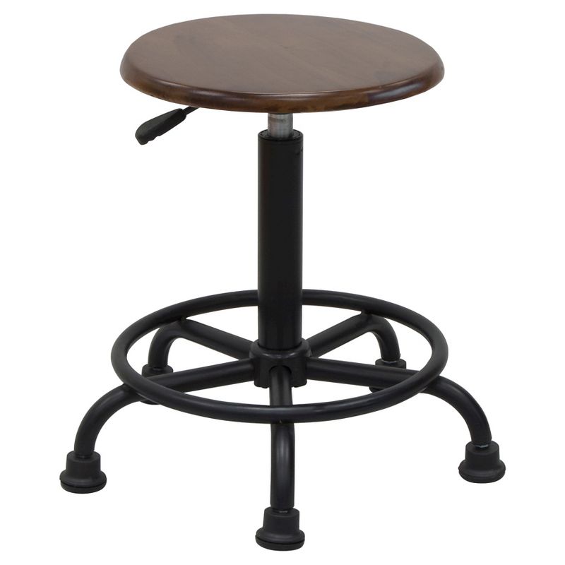 Retro Wood Stool - Rustic Oak