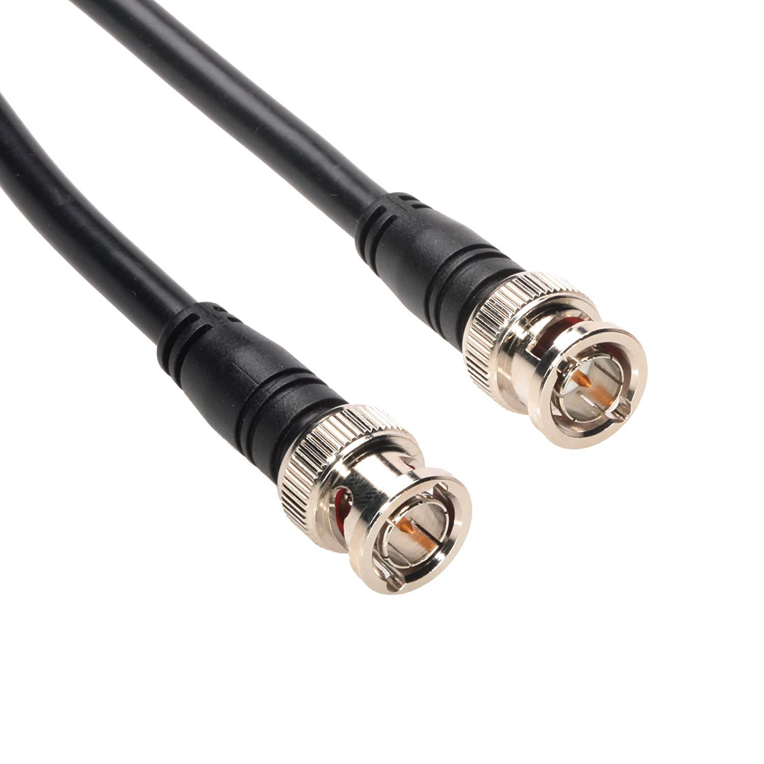 Amphenol CO-059BNCX200-015 Black RG59A/U Coaxial Cable, 75 Ohm, BNC Male to BNC Male, 15