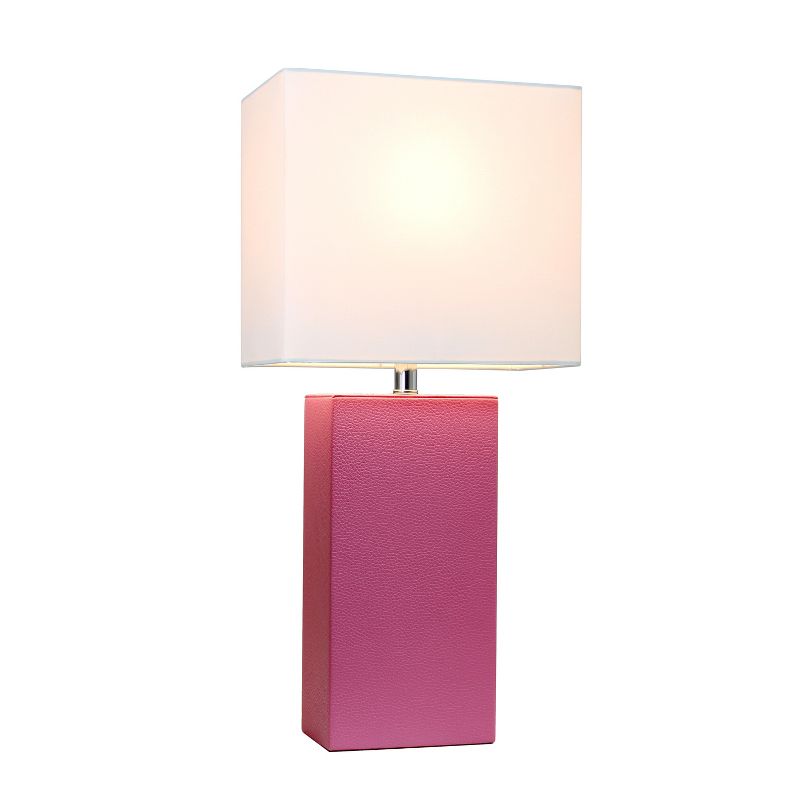 21" Monaco Avenue Modern Leather Table Lamp Hot Pink - Elegant Designs