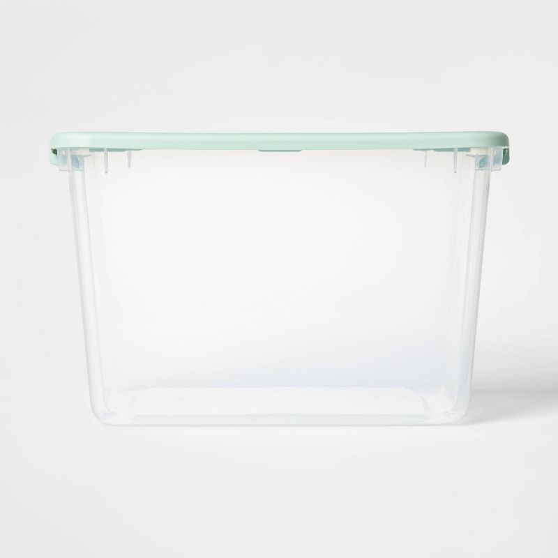 66qt Latching Storage Box with Lid Clear/Mint - Room Essentials™