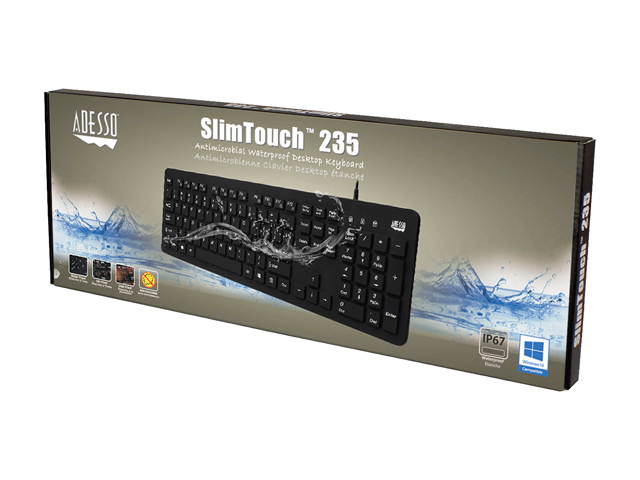 Adesso Antimicrobial Waterproof Desktop Keyboard Keyboard