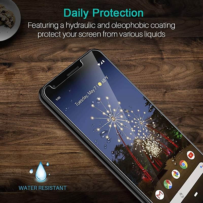 3 Pack Screen Protector Compatible with Google Pixel 3a Tempered Glass, HD Transparent, Easy Frame Installation, Case Friendly