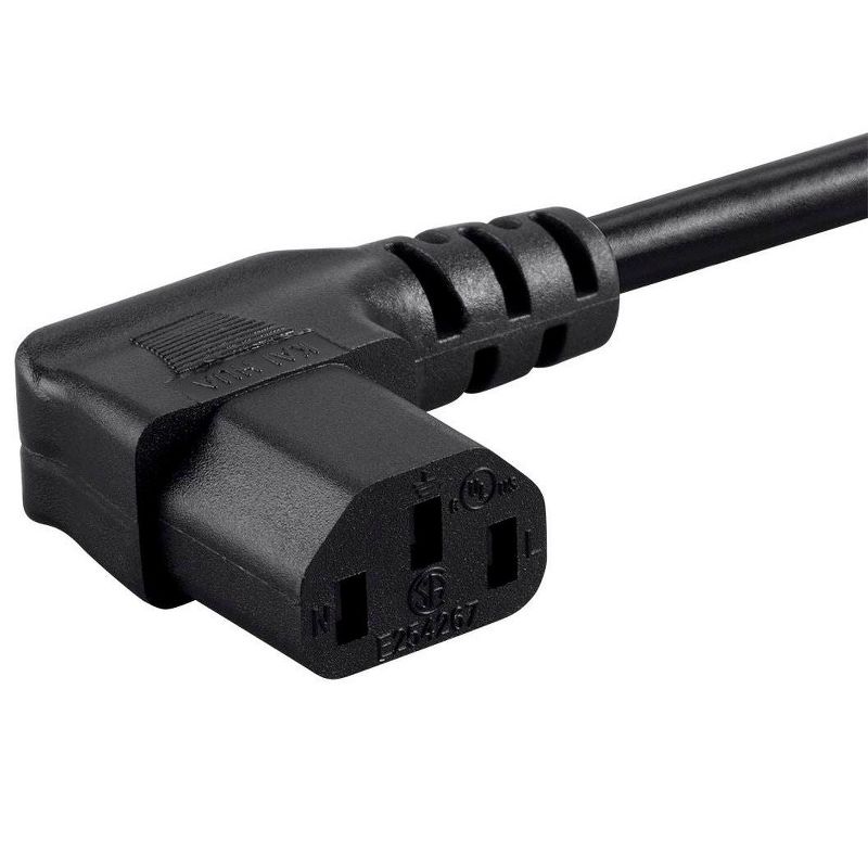 Monoprice Left Angle Power Cord - 6 Feet - Black | NEMA 5-15P to Left Angle IEC 60320 C13, 18AWG, 10A/1250W, SVT, 125V