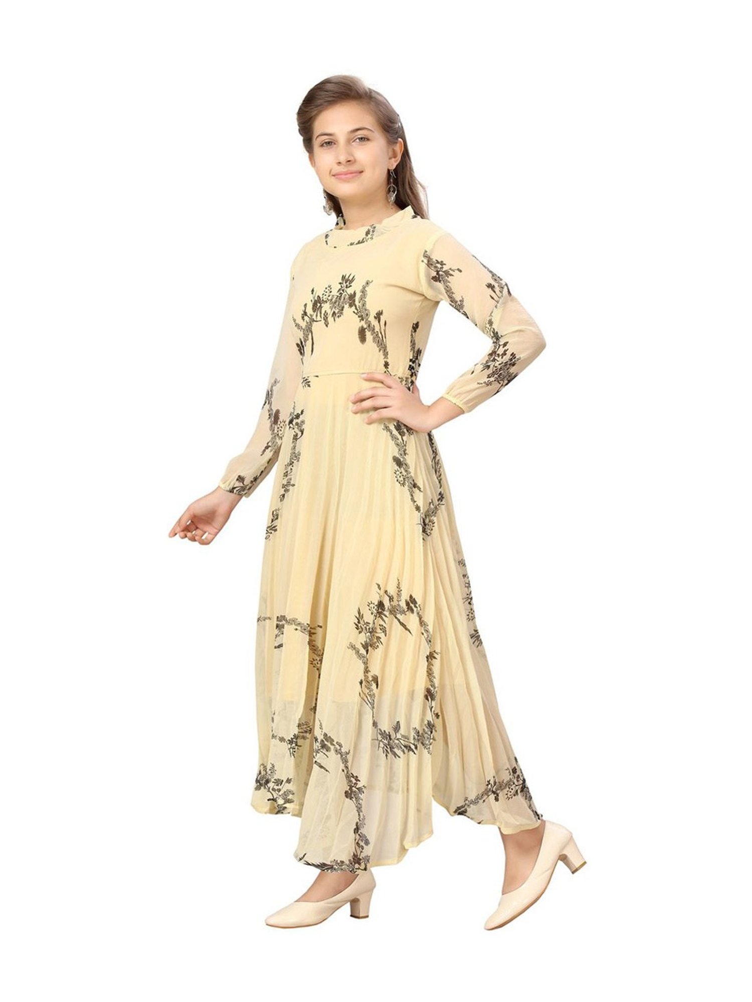 Peppermint Kids Black & White Printed Full Sleeves Dress