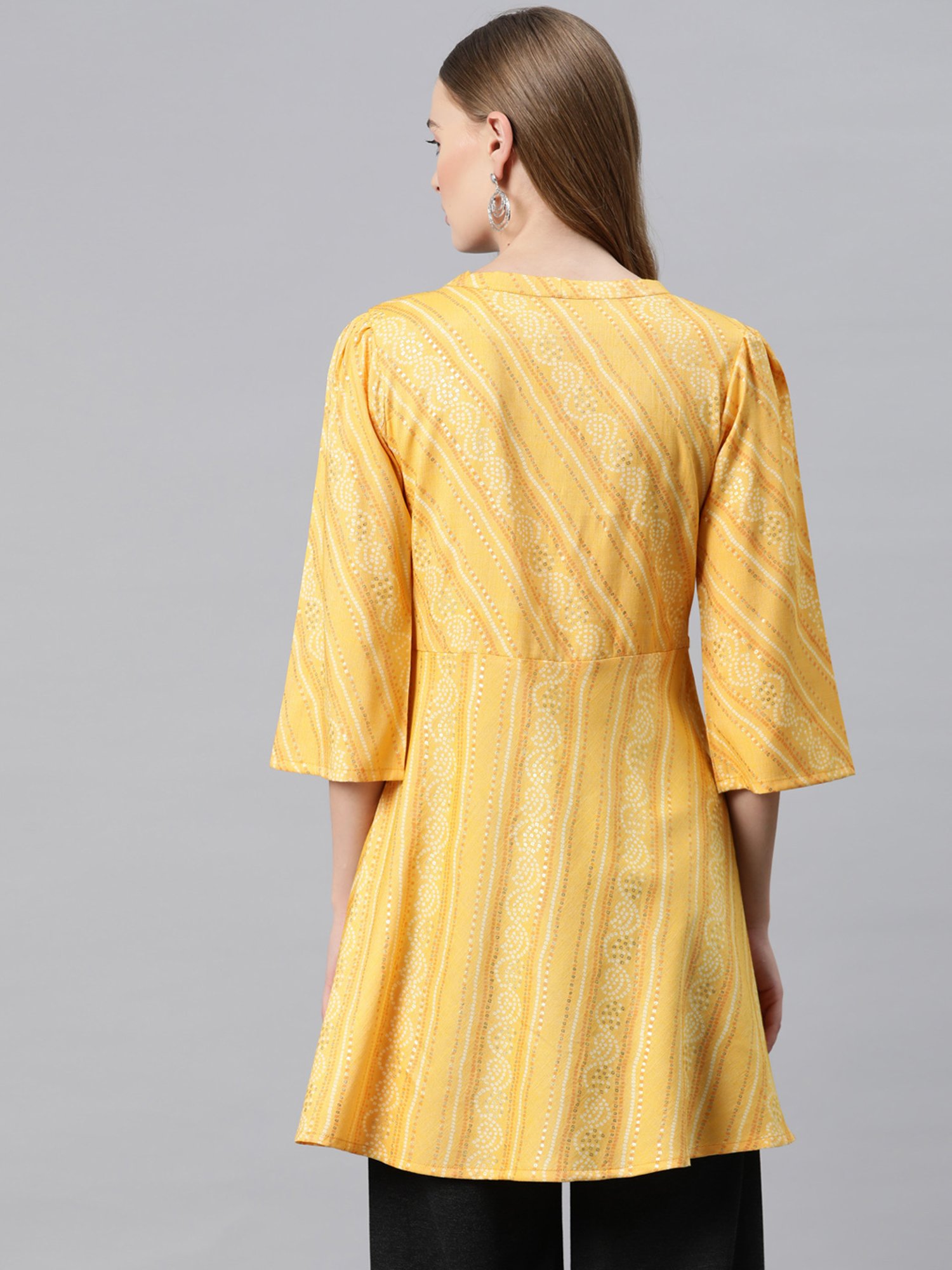 Cottinfab Yellow Printed Top