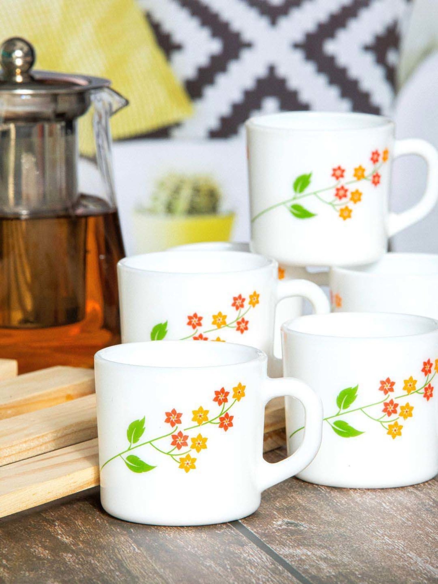 Cello Multicolor Glass Coffee Mug (0.1 L) - Set of 6