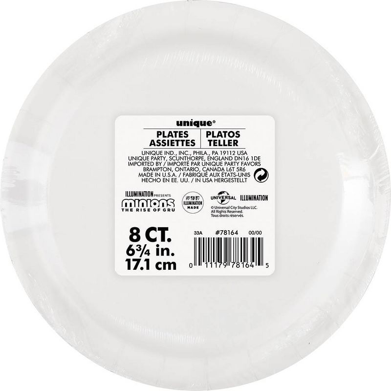 Despicable Me Minions 7" 8ct Party Paper Plates