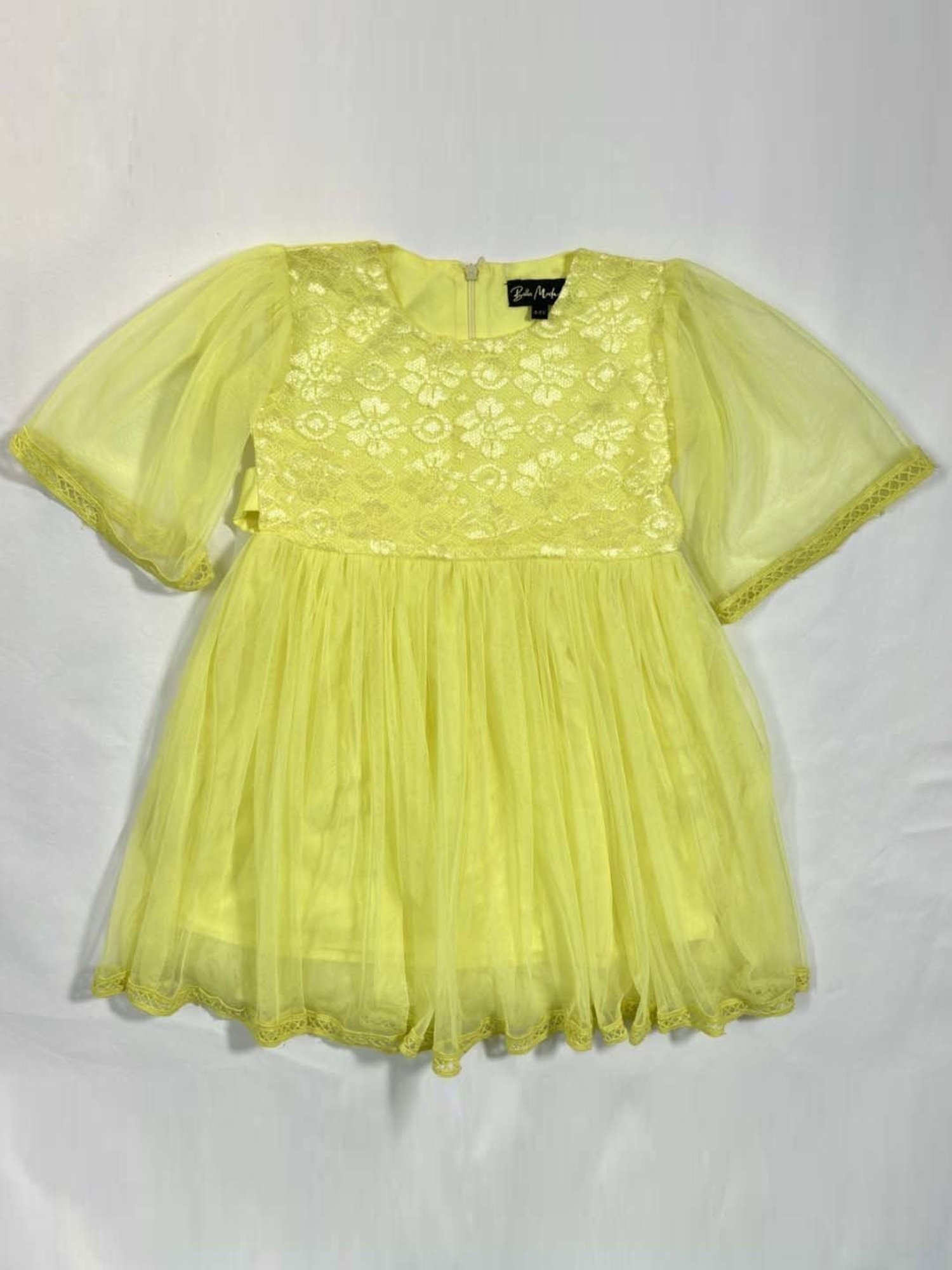 Bella Moda Kids Yellow Embroidered Dress