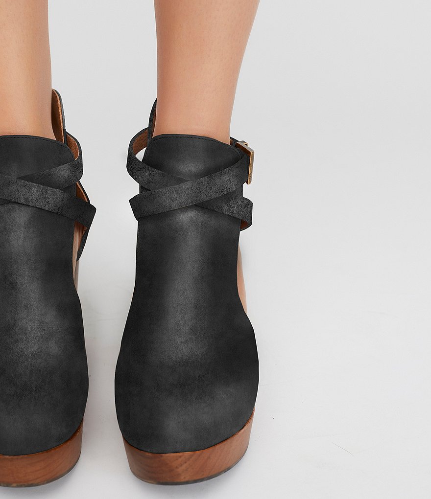 Free People Cedar Suede Buckle Wood Clogs