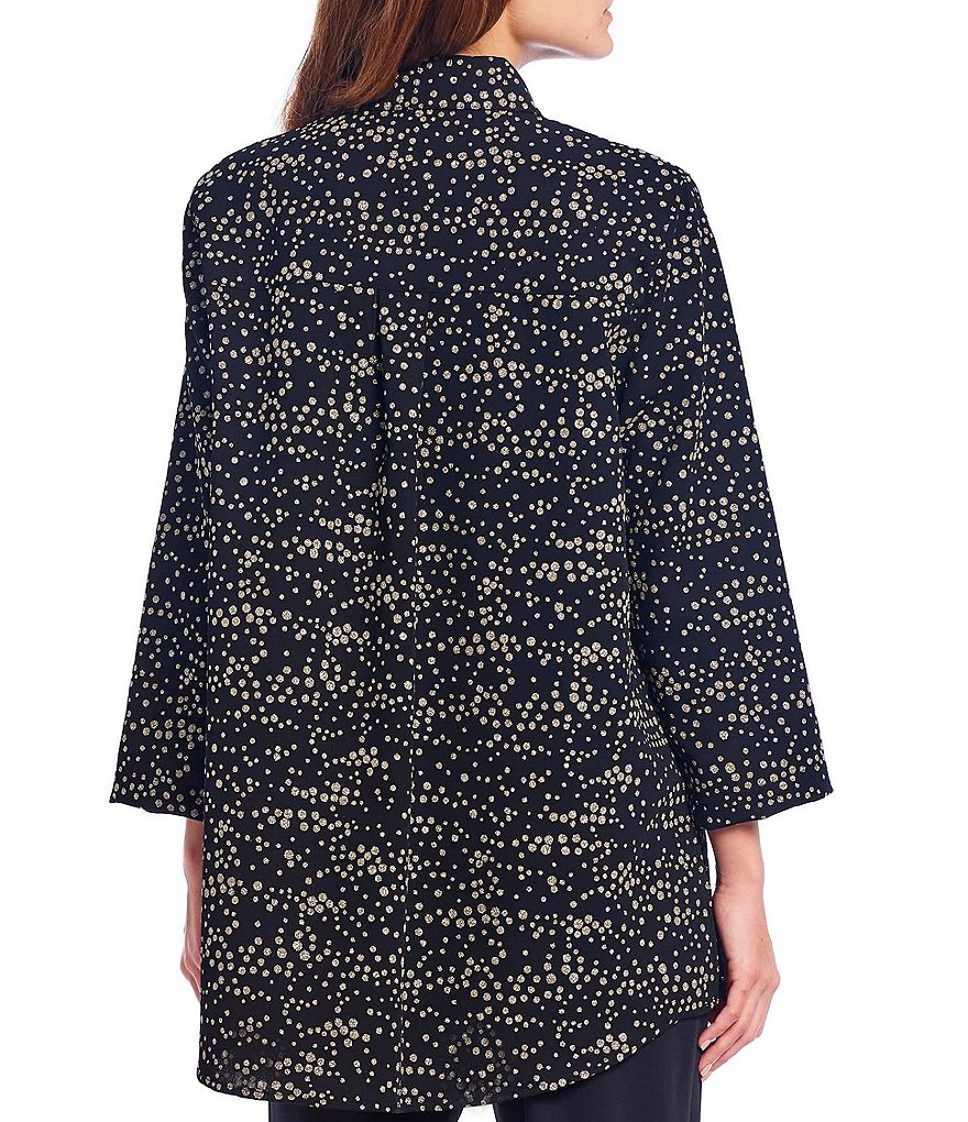 Caroline Rose Gold Dotted Crepe 3/4 Sleeve Boyfriend Shirt