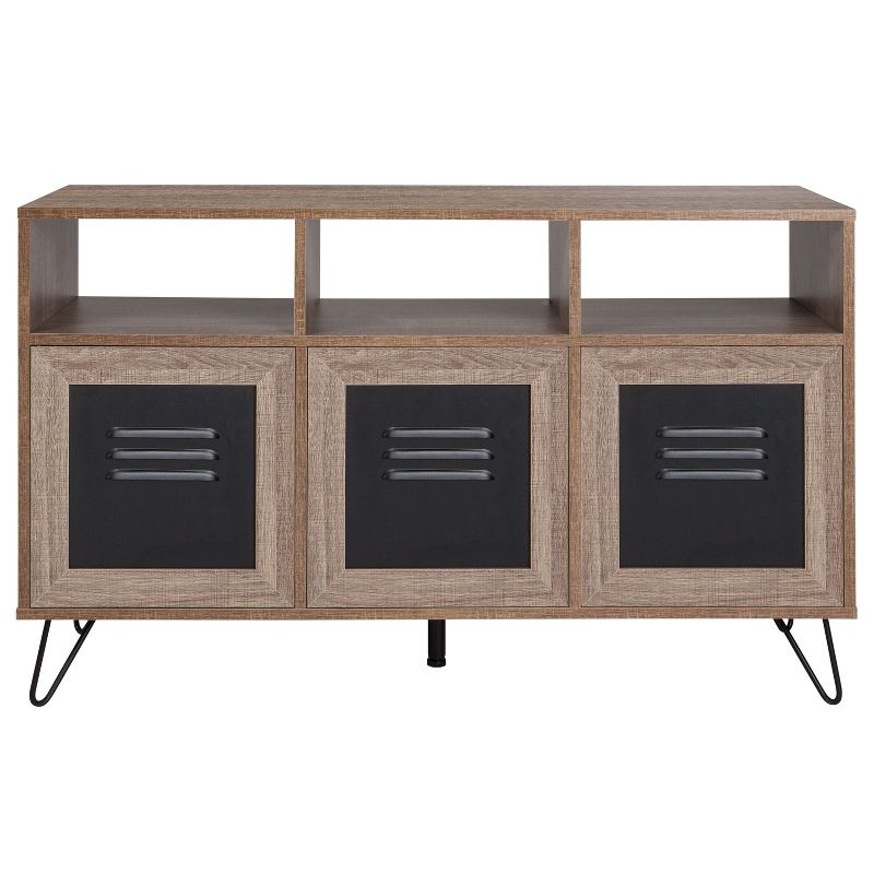 Emma and Oliver 44"W 3 Shelf Storage Console/Cabinet in Rustic Wood Grain Finish