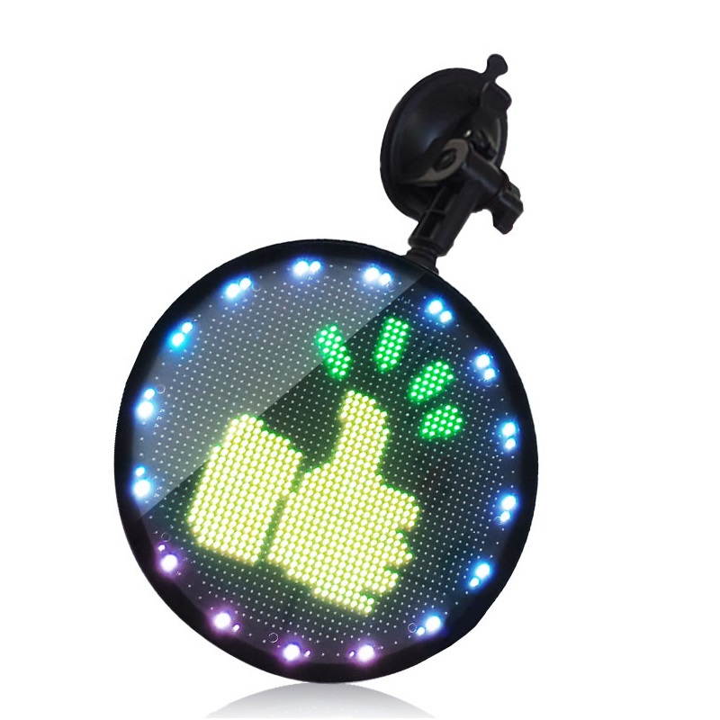 Maiman Full Color Emoji LED Display, 9" Dia P4 (4mm Pitch) 48*48 Pixel LED Screen for Car Rare Window, Office and Booth