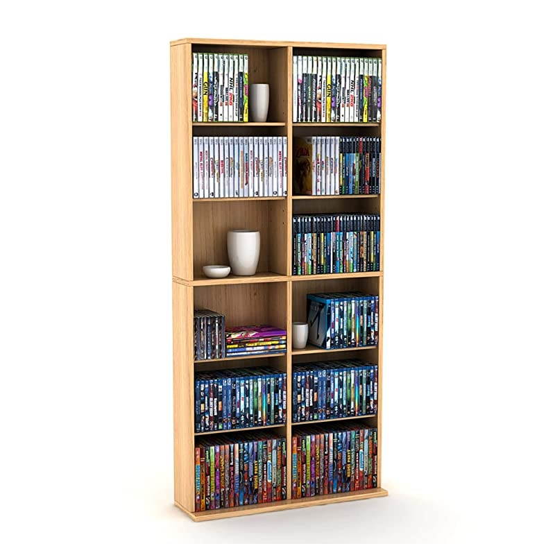 Oskar Adjustable Media Cabinet - Holds 464 CDs, 228 DVDs or 276 Blu-Rays, 12 Adjustable and 4 Fixed Shelves PN38435720 in Maple