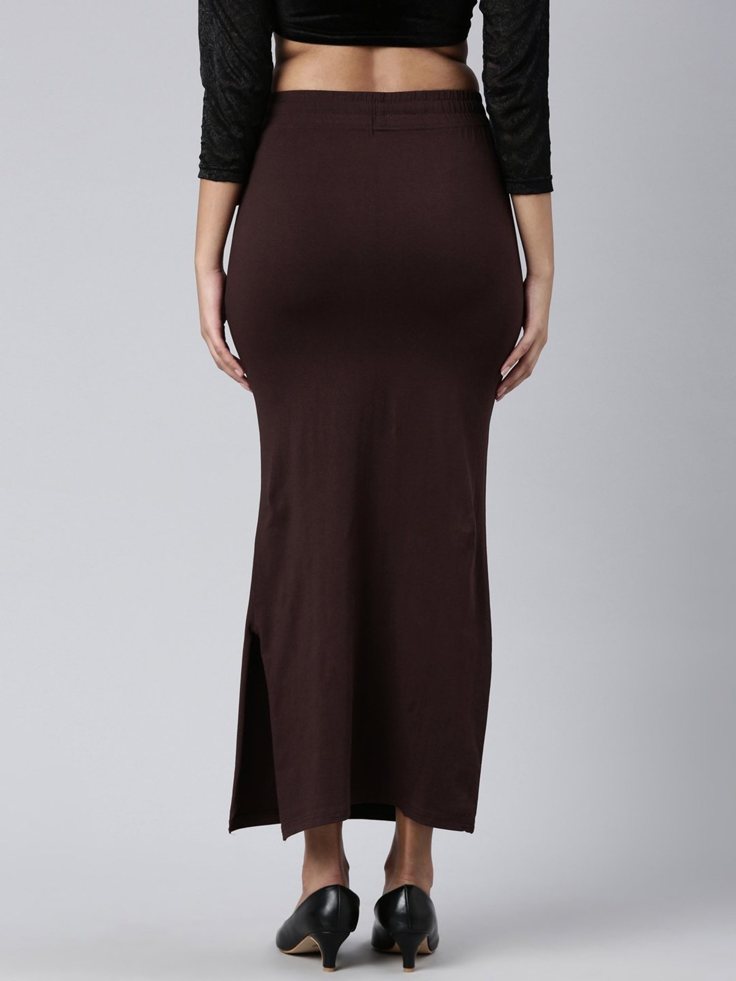 JCSS Brown Cotton Saree Shapewear