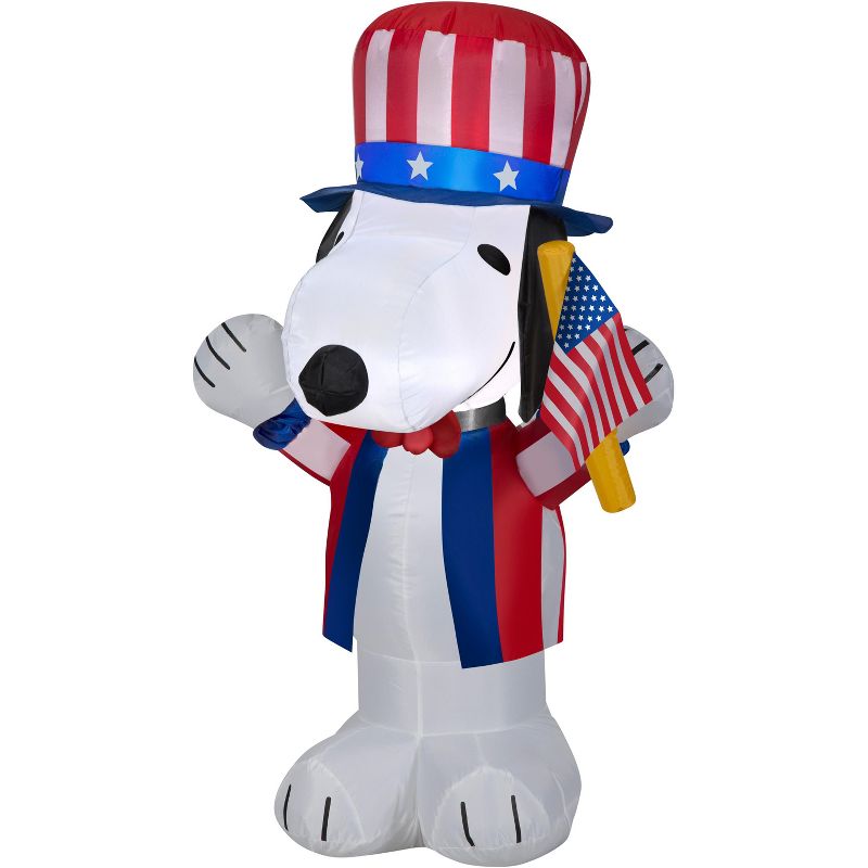 Gemmy Airblown Inflatable Patriotic Snoopy, 3.5 ft Tall, white