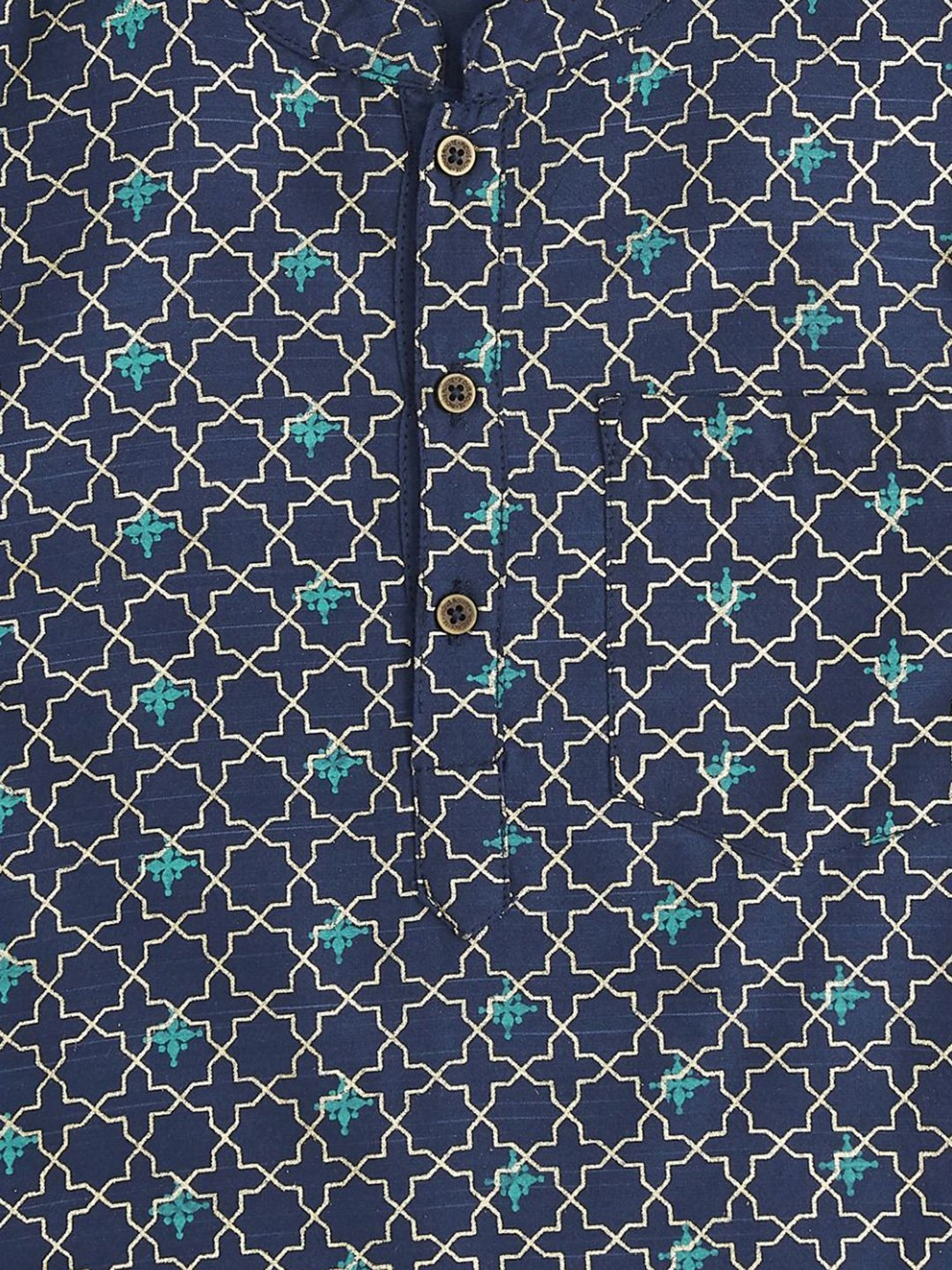 Indus Route by Pantaloons Kids Blue Printed Full Sleeves Kurta