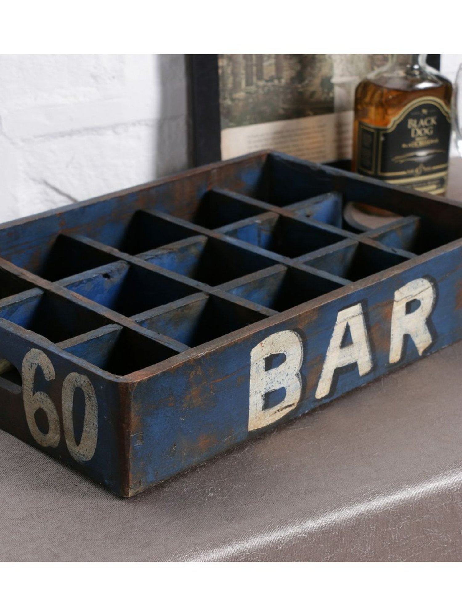 Artisans Rose Blue Wood Ace Serve Vintage Crate