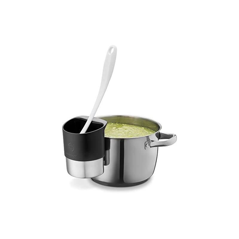 Spoon Rests for Kitchen - Stainless Steel Spoon Dock for Utensils - Cup Hangs on Saucepans, Pots for Preparing, Serving Food Without a Mess - Use as a Measuring Cup, Mix, Pouring (Red)