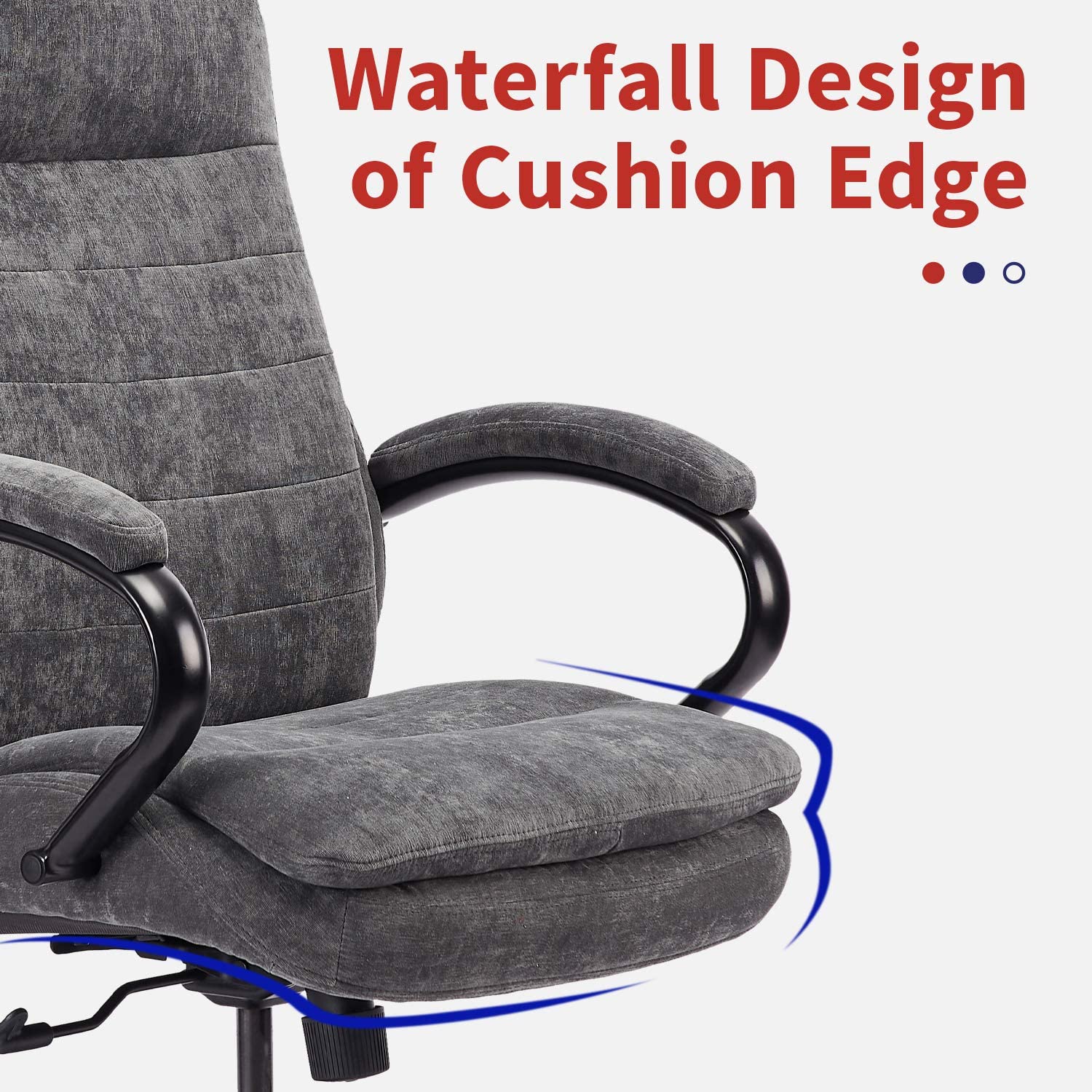 CLATINA Ergonomic Big & Tall Executive Office Chair with Fabric Upholstery 400lbs High Capacity Swivel Adjustable Height Thick Padding Headrest and Armrest for Home Office Gray 1 Pack