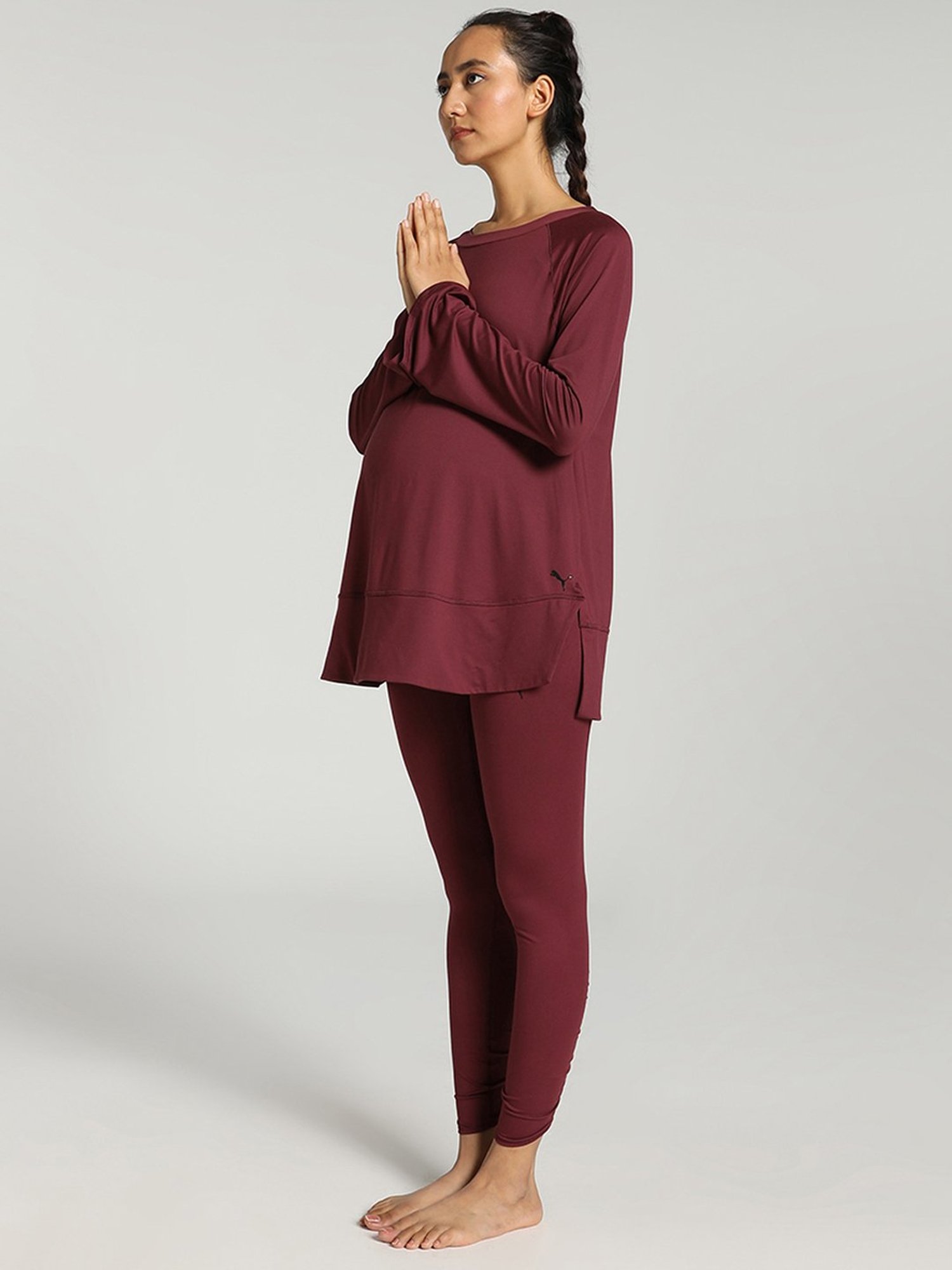 Puma Maroon Maternity Yoga T-Shirt