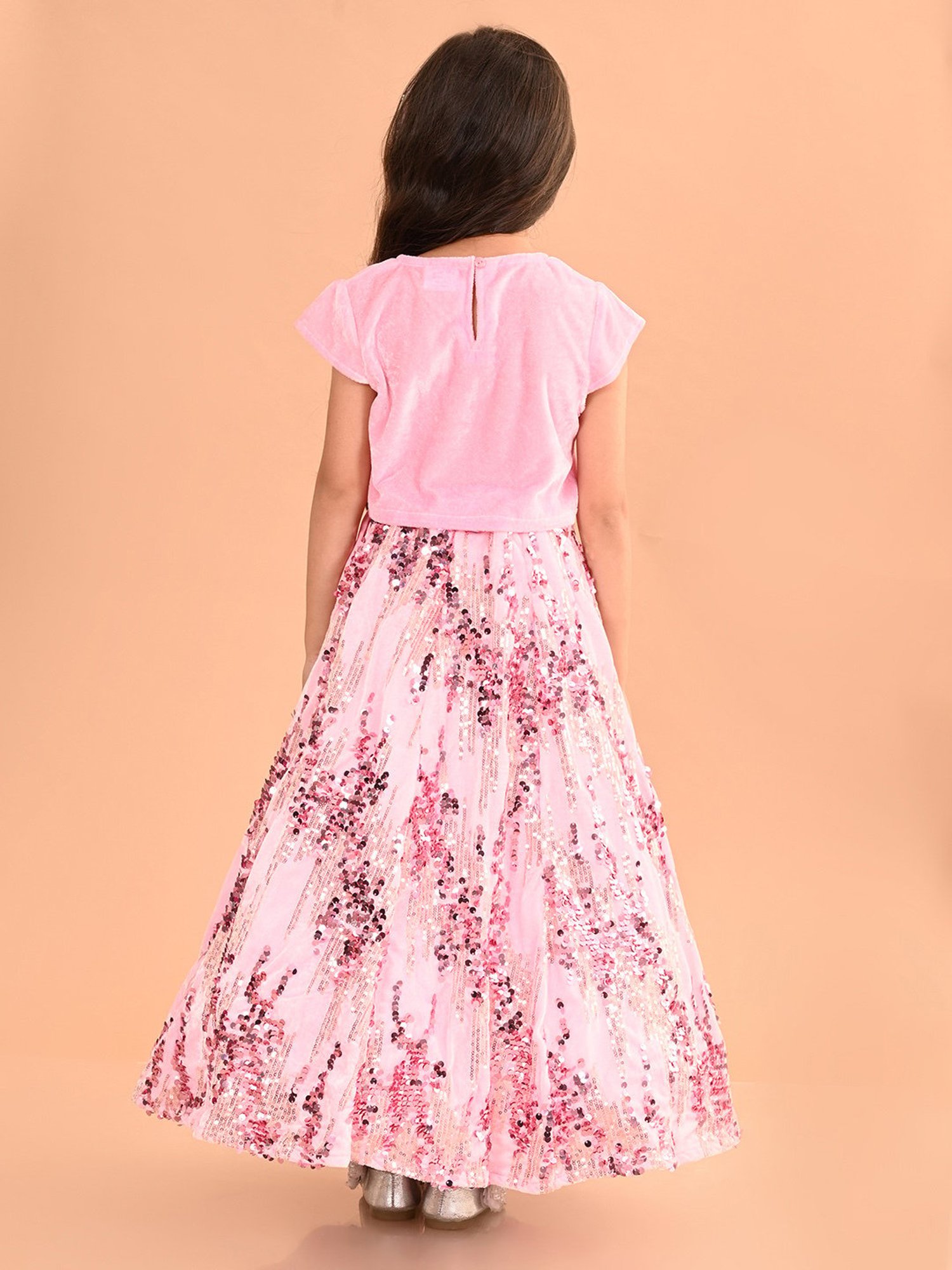 A Little Fable Kids Blue Printed Lehenga with Choli & Dupatta