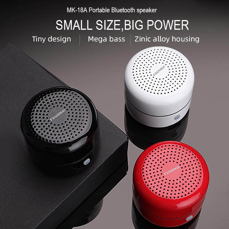 FineBlue MK-18 Mini Speaker Metal Bluetooth Speaker Mega Bass Ture Wireless Stereo Music Portable Loudspeaker Waterpoof (Red)