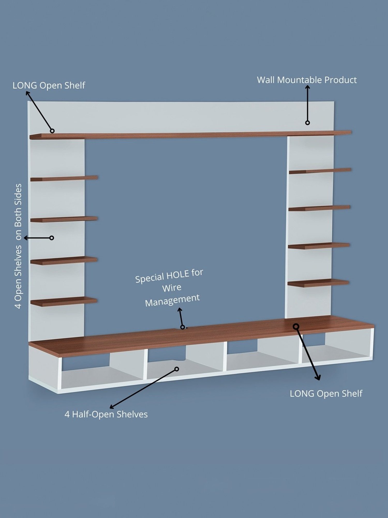 Delite Kom Flex Flowery Wenge & Acacia Dark Engineered Wood TV Entertainment Unit