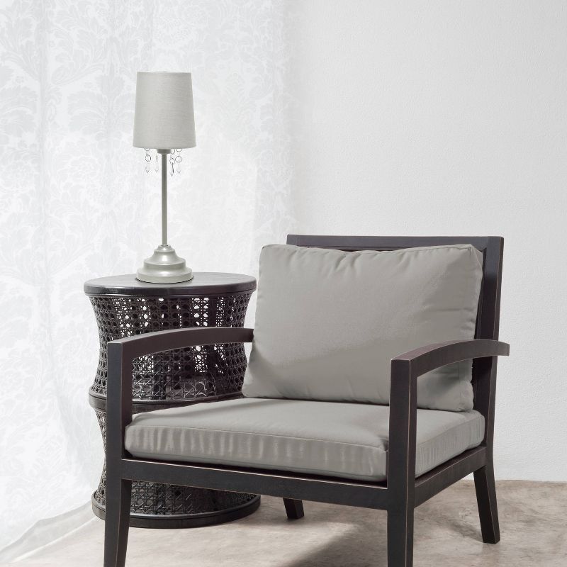 Table Lamp with Fabric Shade and Hanging Acrylic Beads Gray - Simple Designs