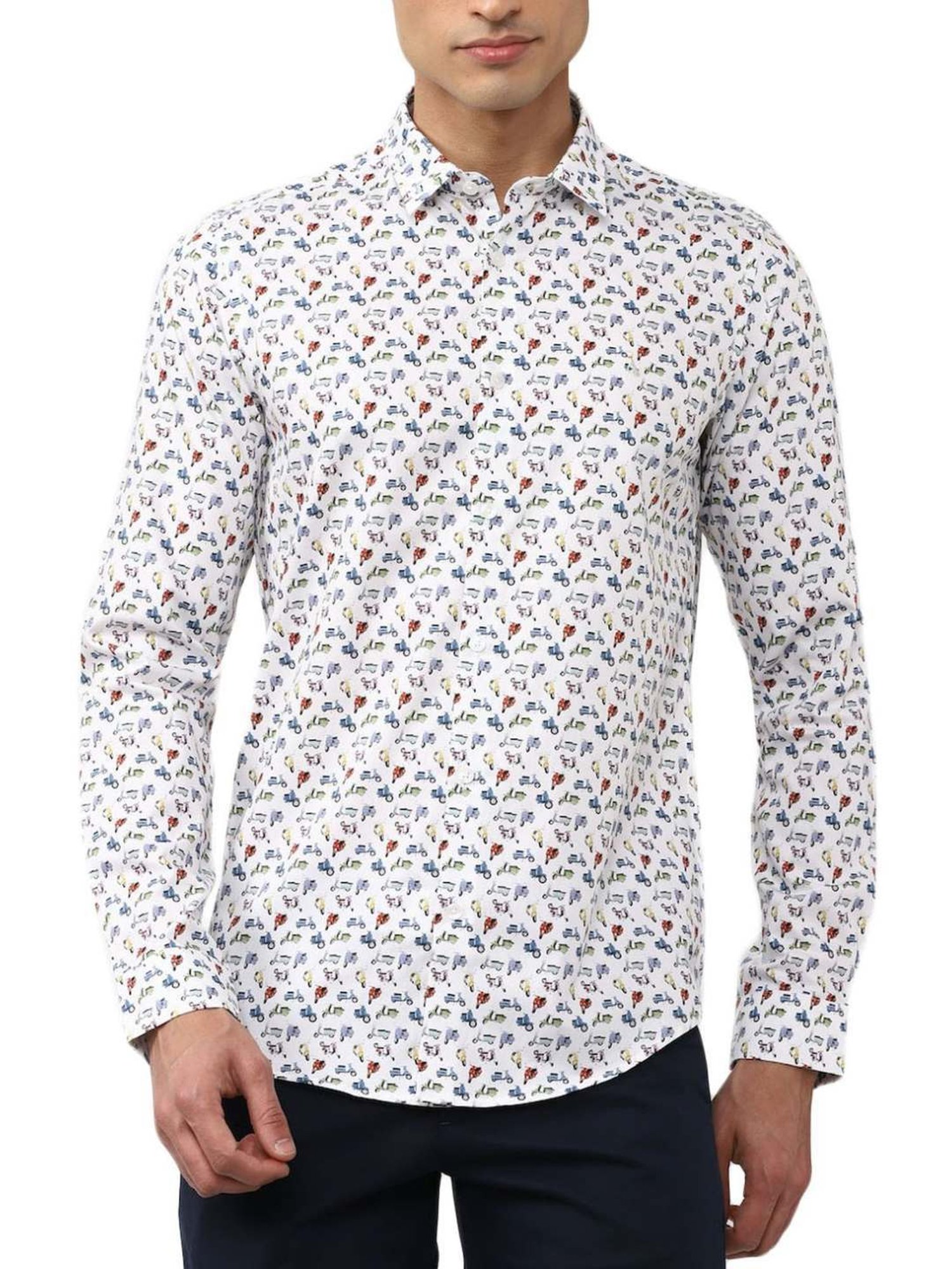 Simon Carter London White Printed Slim Fit Shirt