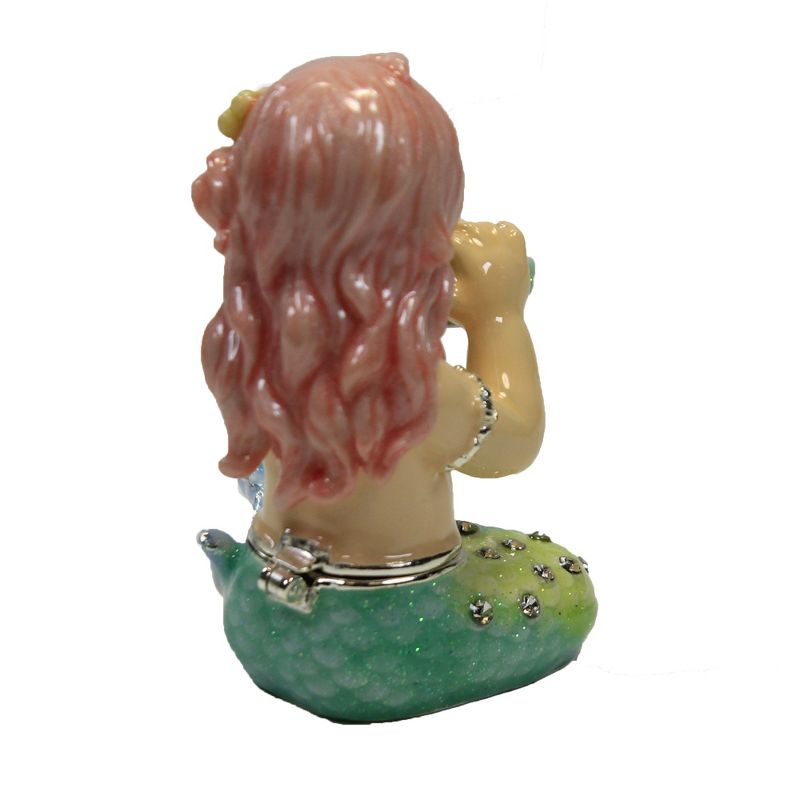Hinged Trinket Box 2.5" Mermaid Box Magnetic Tail Fin Sea Shell  -  Decorative Figurines
