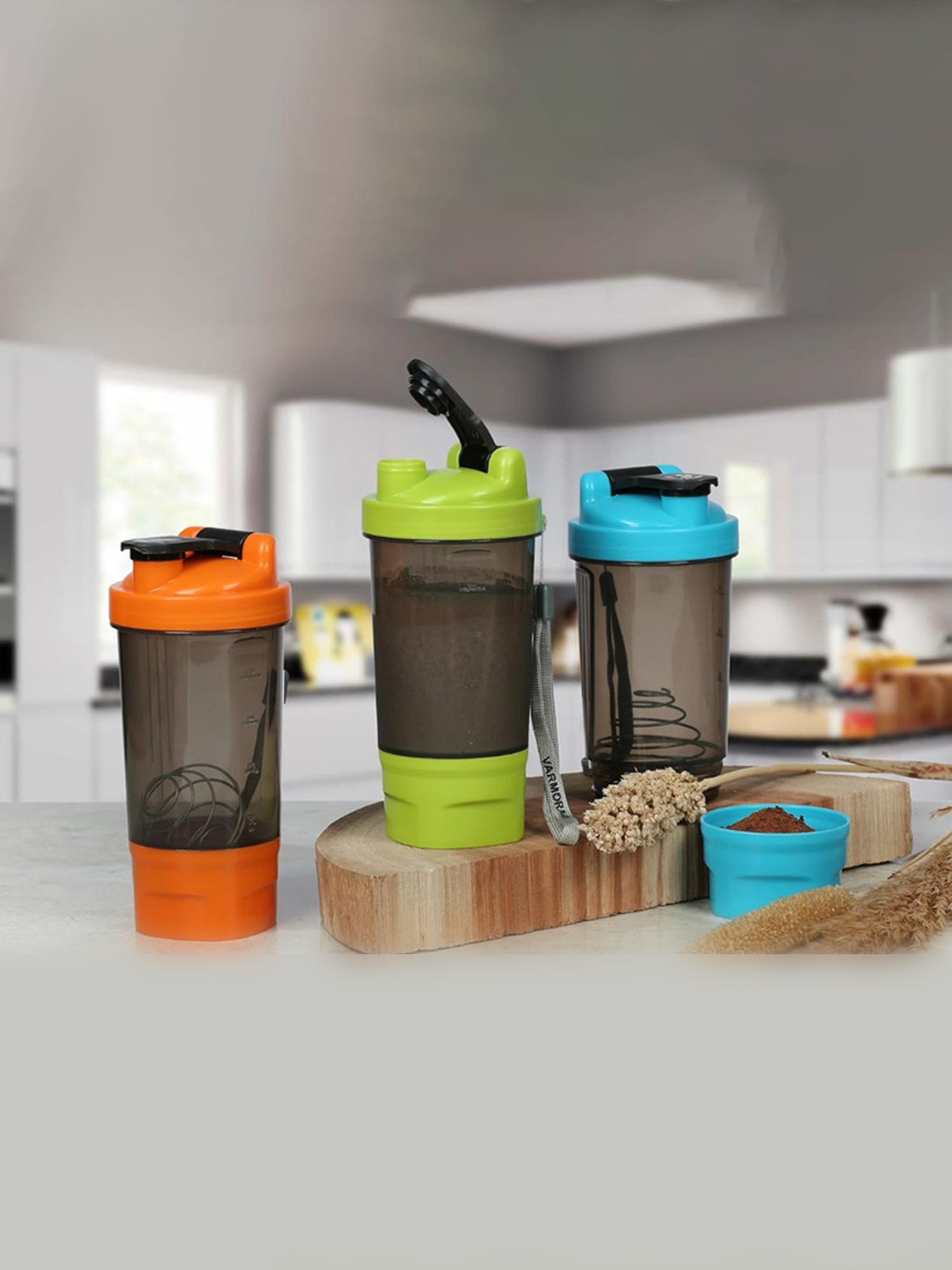 Varmora Orange Plastic Protein and Gym Shaker - 575 ml