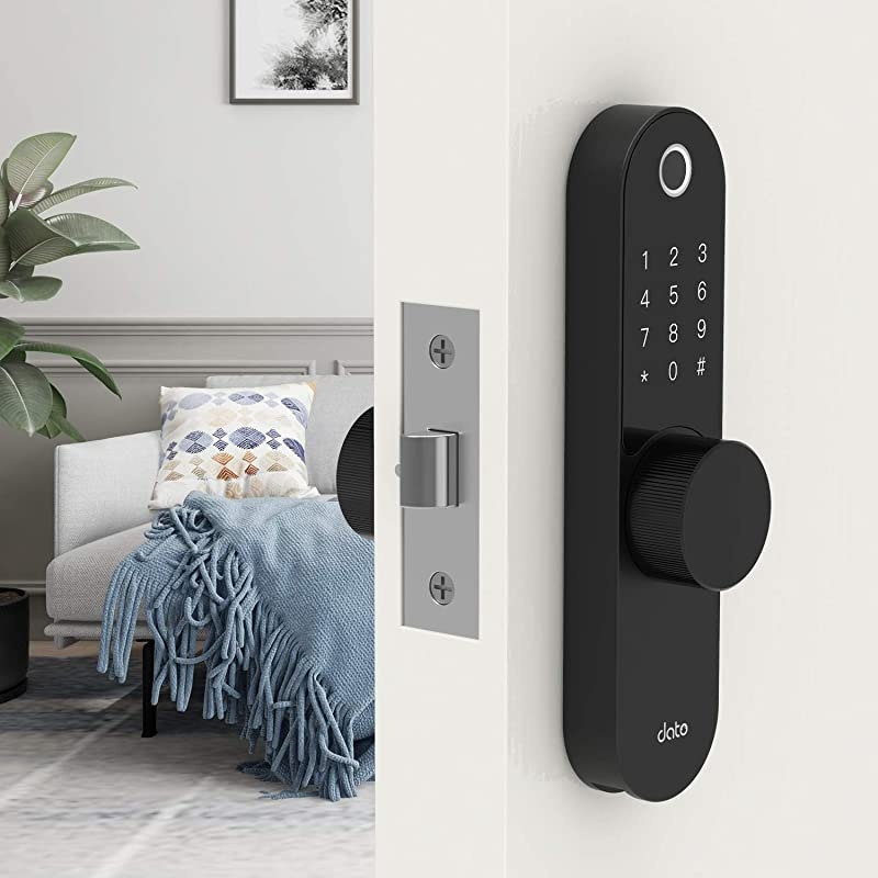 Smart Fingerprint Door Lock - Digital Touchscreen Keyless Entry Front Door Lock with Backup Key for Homes/AirBnB/Apartments/Hotels, Black(L-F500)